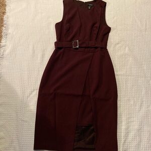 White House Black Market Burgundy Midi Sheath Dress